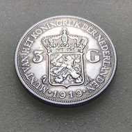 Koin Kuno Wilhelmina 3 G Tahun 1919 Silver Asli