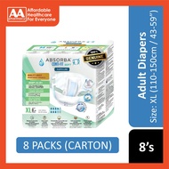 Absorba Conti-Fit Soft Adult Diapers Size XL 8's (110-150cm / 43-59 inches) [8 Packs/Carton]