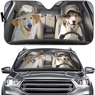 Homega Golden Retriever Driver Car Windshield Sunshade,Couple Labrador Auto Front Window Sunshade,Pet Dog Automotive Sunshiled Foldable Sun Shade Visor Protector Vehicle UV Ray Fit Car,SUV,Truck,Dca1