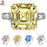 S925 Silver 7 CT Vivid Yellow/White/Pink Sapphire Created High carbon diamond Ring for Women Gift