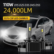 Roadsun หลอดไฟหน้า LED D1S CANbus 24000LM 110W D3S D4S D5S อะไหล่หลอดไฟซีนอนอัตโนมัติ12V 6000K CSP