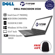 Dell Precision 3520 i7-7820HQ 16GB DDR4 RAM 512GB SSD Nvidia Quadro M620 Win 10 Pro (Refurbished)