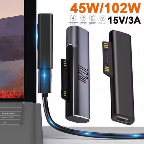 45W/102W 15V 3A USB C Power Supply Charger Adapter Cable For Microsoft Surface Pro 7 6 5 4 3 Type C 