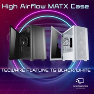 Tecware Flatline TG Black White PC Desktop Computer Case Chassis
