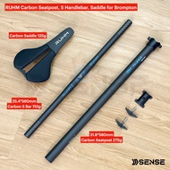 RUHM Carbon T800 Seatpost S Bar Handlebar Saddle Bundle for Brompton/Trifolds