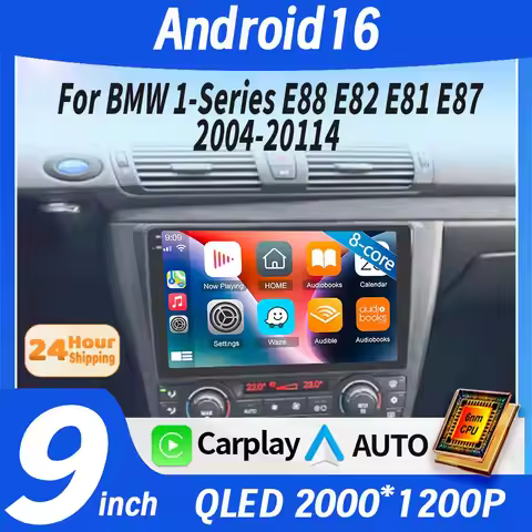Android 16 For BMW 1-Series E88 E82 E81 E87 2004 - 2011 2K QLED Android Car Radio Multimedia Video P