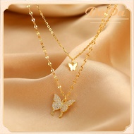 สร้อยคอทองอิตาลี (18K) จี้เพทายผีเสื้อทองแท้ 99.99% สําหรับของขวัญสตรี