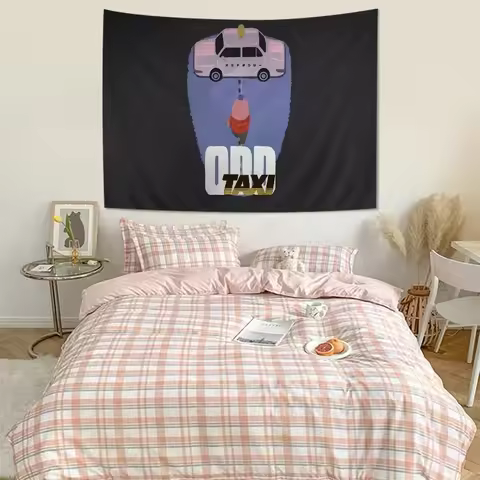 Odd Taxi Anime Anime Tapestry Hippie Flower Wall Carpets Dorm Decor Wall Hanging Home Decor