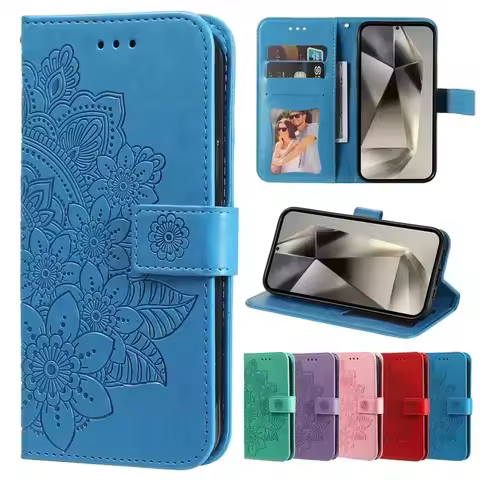 Retro Totem Sun Flower Wallet Leather Phone Case For Realme 11 10 9 Pro Plus 8 8I 9i 7I X7 MAX 5G 5 