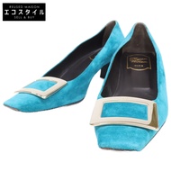 Roger Vivier 銀色搭扣麂皮高跟鞋，37 號 [二手]
