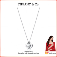 (New) Womens Fashion Necklace s925 sterling silver Return to T Series Double Heart Tag MINI Necklace