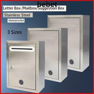 BEBET Mailbox, with Locks Waterproof Letter Box, Creative Stainless Steel 3 Sizes Ballot Box Outdoor