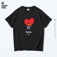BTS BT21 pure cotton round neck short sleeved loose T-shirt for men and women T-shirt couple top