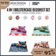 DV700-DV719 Ikemi Premium Cotton 4in1QueenKing/2in1Single Size Fitted Getah Keliling Cadar Bedsheet 