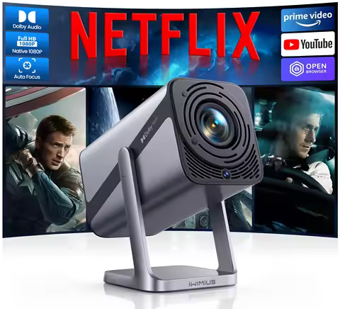 Wimius 4K Video Mini Portable Projector 960ANSI Auto Focus WiFi6 BT5.2 Full HD 1080P Android Movie P