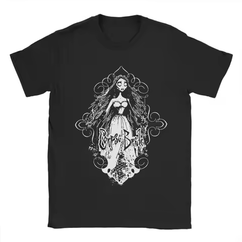 Corpse Bride Emily Ghostly T-Shirts for Men Vintage Cotton Tees O Neck Short Sleeve T Shirt Plus Siz