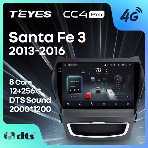 TEYES CC4 PRO For Hyundai Santa Fe 3 2013 - 2016 CarPlay Android Auto 2DIN Autoradio Car play Radio