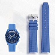 ◄❐ สายนาฬิกายางสำหรับ Rolex Omega X Swatch Joint MoonSwatch Constellation กีฬากันน้ำ 20 มม. สายนาฬิกาปลายโค้ง