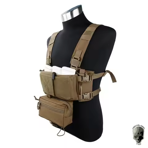TMC Modular Tactical Vest - Lightweight SST Multicam Chest Rig Set w/ Sand Tigerstripe 500D Hanger (