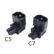 IEC 90 Degree Adapter 3 Poles IEC Male C14 to IEC Female C5 / C7 Up Angled Extension Power Adapter