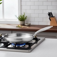 Frying Pan 410 Stainless Steel Frying Pan Uncoated Fry Pan For Daily Cooking