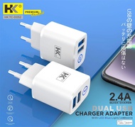 HK Charger TC-D052 Fast Charge LED Adapter Dual USB + Kabel