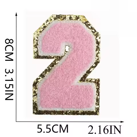 Pink Numbers 0-9 Embroidery Cloth Sticker Bag Patch Sticker Clothes