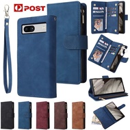 For Google Pixel 10 Pro XL 9 9A 8A 7A 6A Zip Wallet Leather Magnetic Case Cover