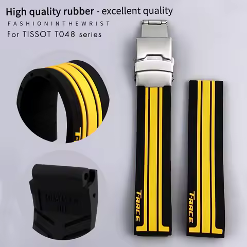 17mm 21mm Rubber Silicone Watch Strap Black White Orange Waterproof Sports Watch Bands for Tissot T0