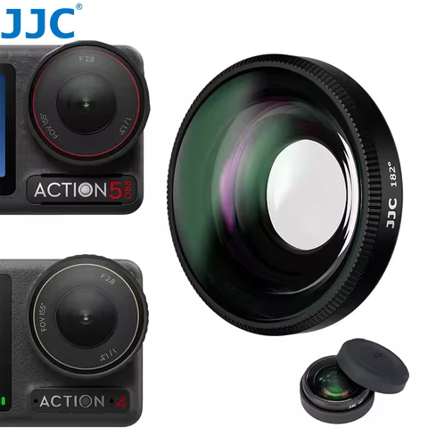 JJC Wide Angle Lens For DJI Osmo Action 5 Pro 4 Camera Accessories FOV Boost Lens 182 Degree FOV Cam