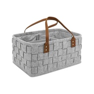 🚓Baby's Diaper Storage Box，Woven Felt Large Portable Diaper Bag Storage Basket Car Travel Storage Box