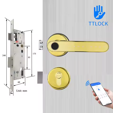 TTLock APP Smart Fingerprint Password Split Lock For Indoor Used With 4085 4585 5085 6085 Mortise