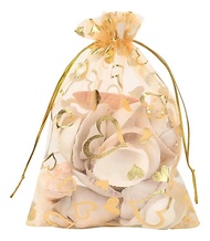100 Organza Bags 9x12cm Hearts For Jewelry cca