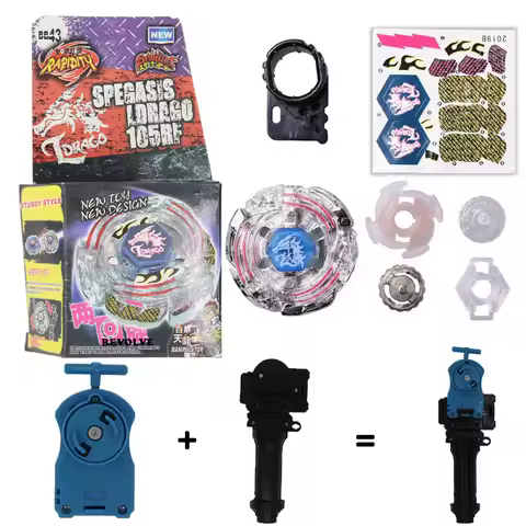 B-X TOUPIE BURST BEYBLADE wyvron Lightning L-Drago 100HF BB43 with grip +blue pull line