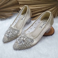 Beautiful Azalea cream party wedding shoes with 5cm glass heels