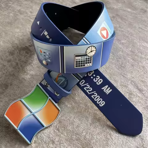 Fashion Retro Blue Tech Aesthetic Novelty Waist Belt Y2K Digital Style Waistband Unisex Men Women St