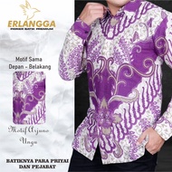 Atasan Batik Pria Lengan Panjang Motif Terbaru 2023 Warna Ungu Kemeja Batik Pria Lapis Puring Baju B