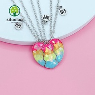 ZILUOLAN 3Pcs BFF Necklaces, Cute Friendship Matching Heart Pendant Necklace,  Alloy Friendship Jewe