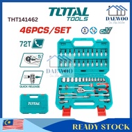 TOTAL Socket Set w/ Ratchet Wrench Handle (46 Pcs 72T 1/4") Screwdriver Bits + Hex Keys + Extension 