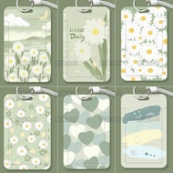 Oil painting style ID card protective sleeve, beautiful flower card sleeve, portable proximity card 