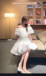韓國yard白色通花修腰連身裙hanna 可露肩旅行打卡