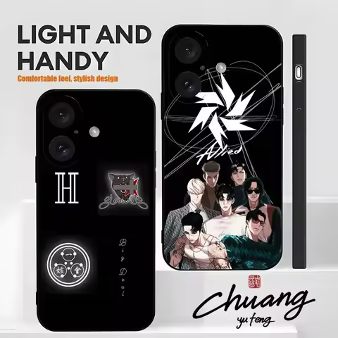 Popular Comics L-Lookism Phone Case Stylish Black 11-16 Frosted TPU UV Painted Anti-drop Phone Cover