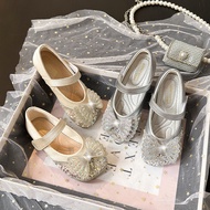 Girls Shoes Children Butterfly Knot Soft Soled Leather Princess Shoes