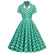 Vintage 50S Hepburn Style Dress Cotton Polka Dot Dress
