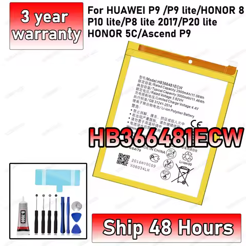 100% New High Quanlity HB366481ECW For Huawei P9 /P9 lite/HONOR 8/P10 lite/ p8 lite 2017/ p20 lite /