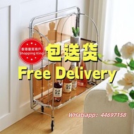 🌟包送貨- 免安裝中古風玻璃小推車 可折疊茶几 床邊收納架 角几 邊幾 客廳咖啡枱 可移動置物架長虹玻璃全新包送貨