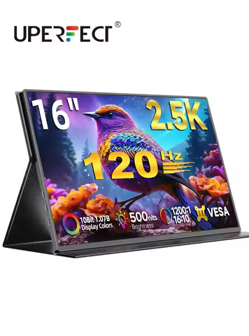UPERFECT 2K 120Hz Portable Gaming Monitor 16" 16:10 500Nits 10Bits External Screen for Laptop w/VESA