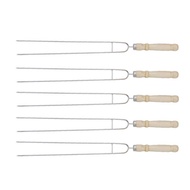 U-Shaped Stainless Steel Barbecue Skewer BBQ Stick Cooking Tool Wooden Handle Roast BBQ Skewer Cooki