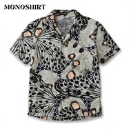KEMEJA MONO Men's Cozy Abstract Butterfly Pattern Casual Style Print Short Sleeve Shirt | MS225