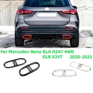 For Mercedes-Benz GLA H247 GLB X247 4WD 20-25 Stainless Steel Rear Bumper Dual Exhaust Pipe Trim Exh